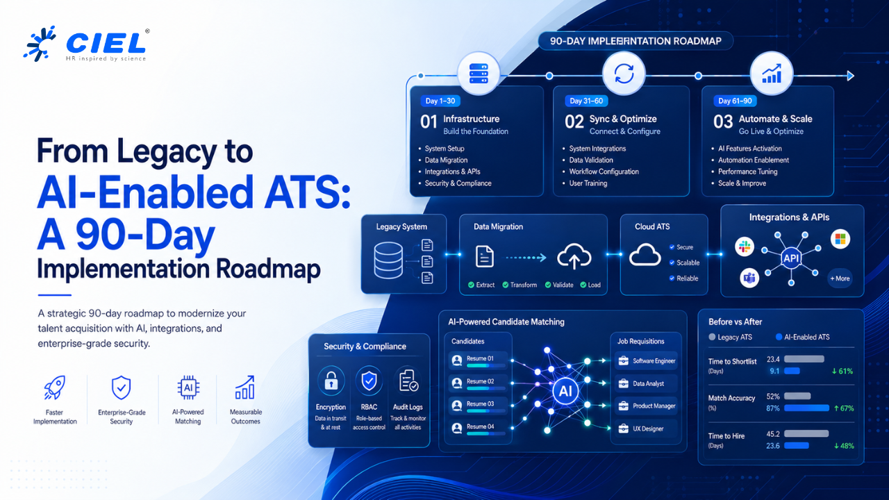 A step-by-step guide to migrating from legacy systems to an AI-enabled ATS — data sanitization, API integration, security, timeline & KPIs.